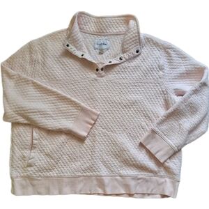 Goodfellow & Co \ Men's Quilted Snap Pullover / Pink & White / XXL